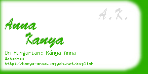 anna kanya business card