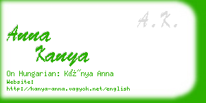 anna kanya business card